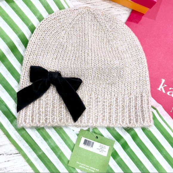 NWT Kate Spade Western Velvet Bow Beanie OS - Picture 6 of 8